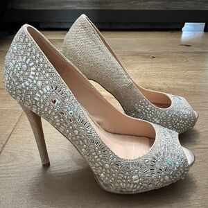 Lauren Lorraine Cream Rhinestone Heels